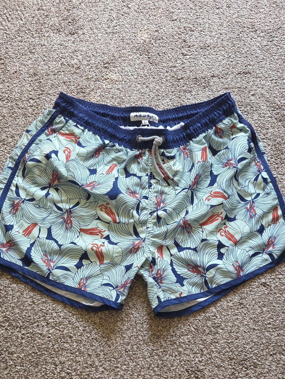 Women's Navy & Light Green Floral Swim Shorts
